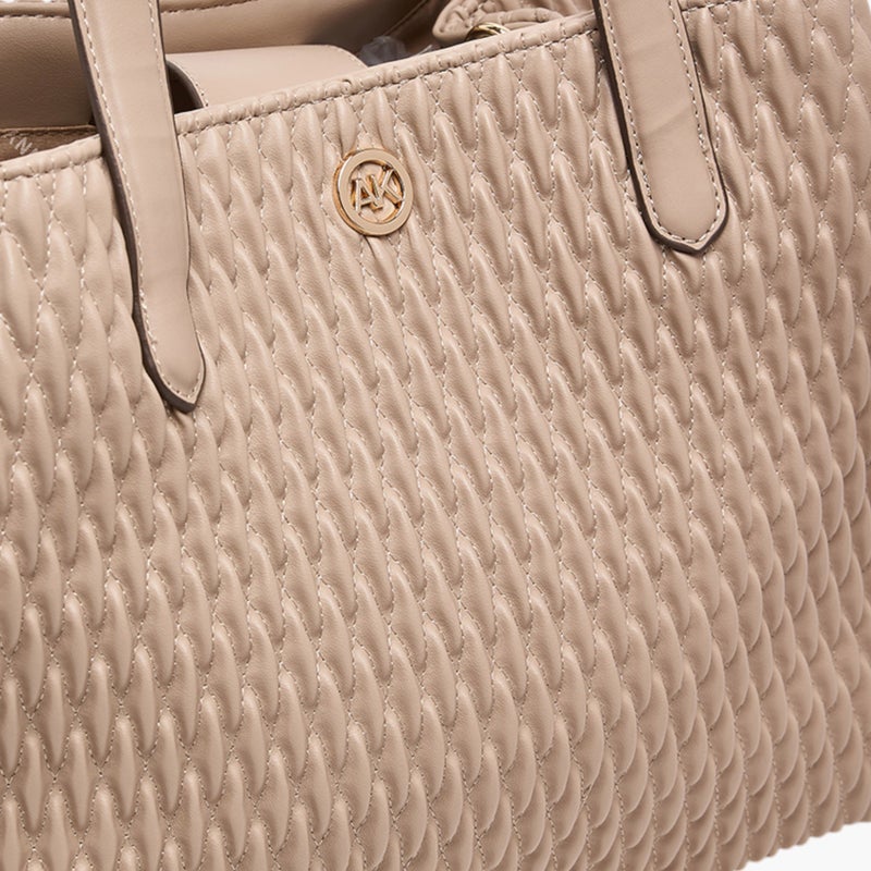 ANNE KLEIN حقيبة توت منقوشة باللون البيج للنساء - Image 4